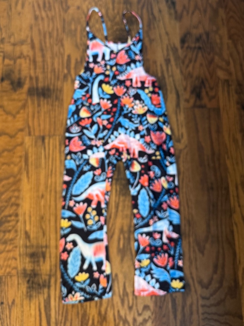 Rompers Racerback Harem Jumpsuit Spaghetti Straps Size S Dinosaur Floral